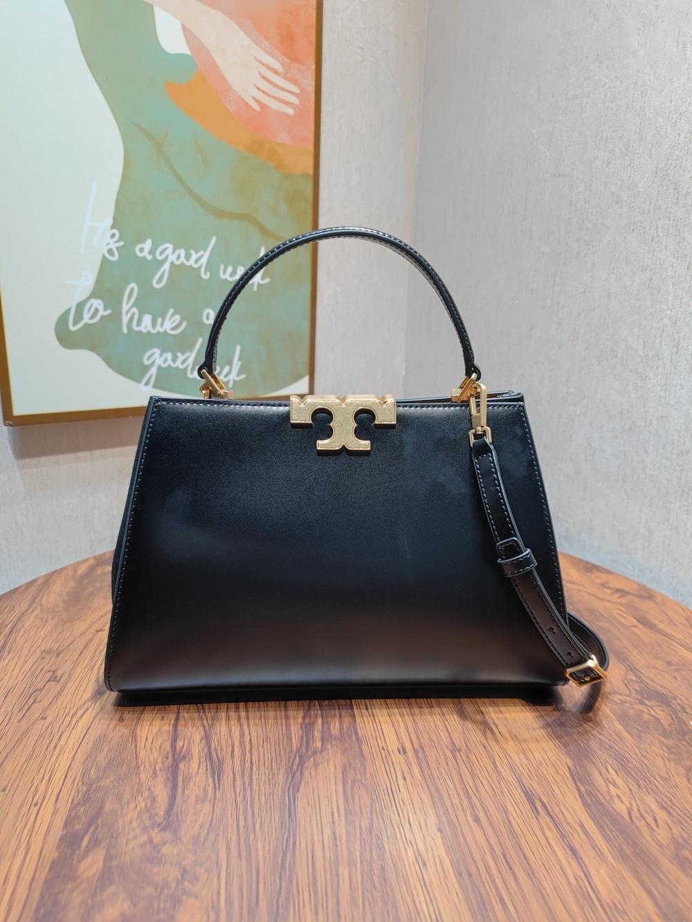 Tory Burch Eleanor Black Satchel Gold T Hardware